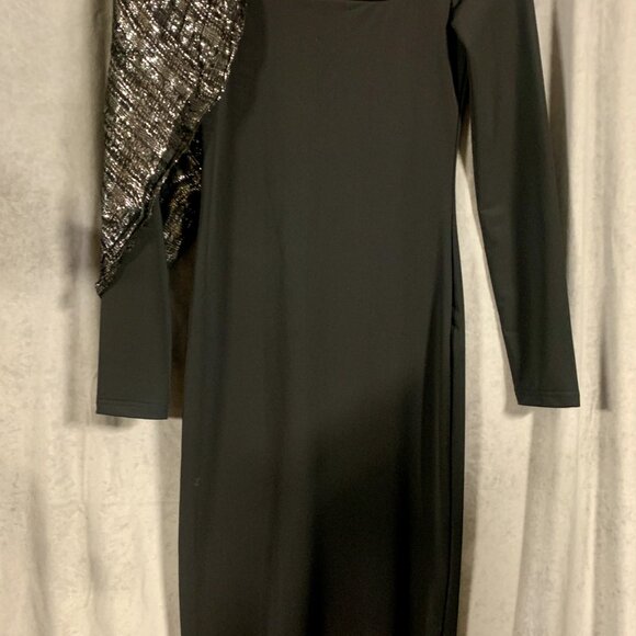 Black Spandex Dress with Shimmer Scarf (KM0136) - Picture 3 of 4